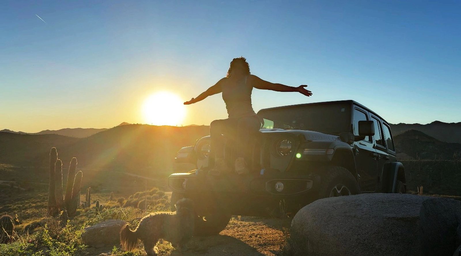 Ashlee Croft at sunset in the Arizona desert