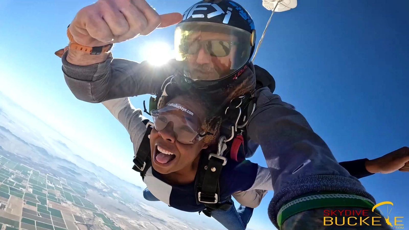 Ashlee Croft skydiving over Arizona